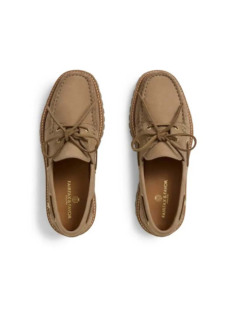 Fairfax and Favor Aldeburgh Nubuck Deck Shoe in Fawn-3