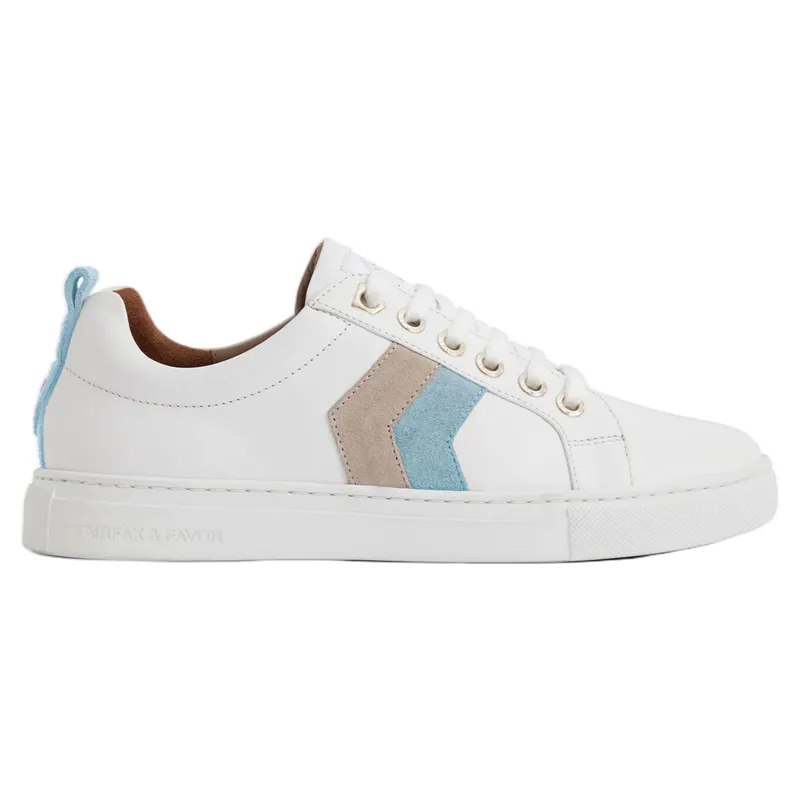 Fairfax and Favor Alexandra Leather Trainer in Sky Blue/Stone-1