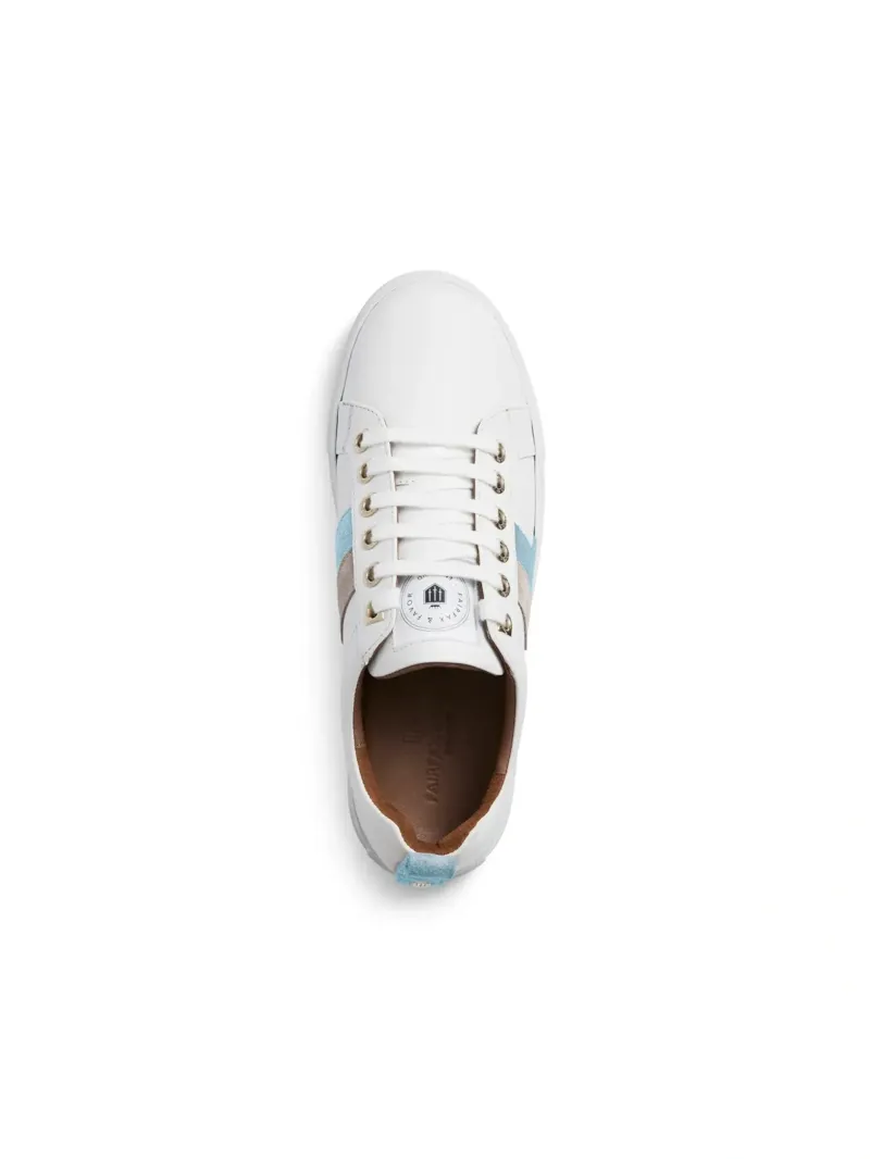 Fairfax and Favor Alexandra Leather Trainer in Sky Blue/Stone-2