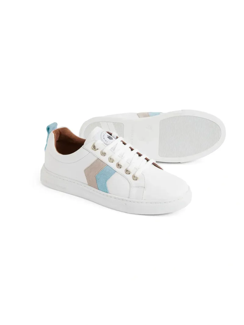Fairfax and Favor Alexandra Leather Trainer in Sky Blue/Stone-3