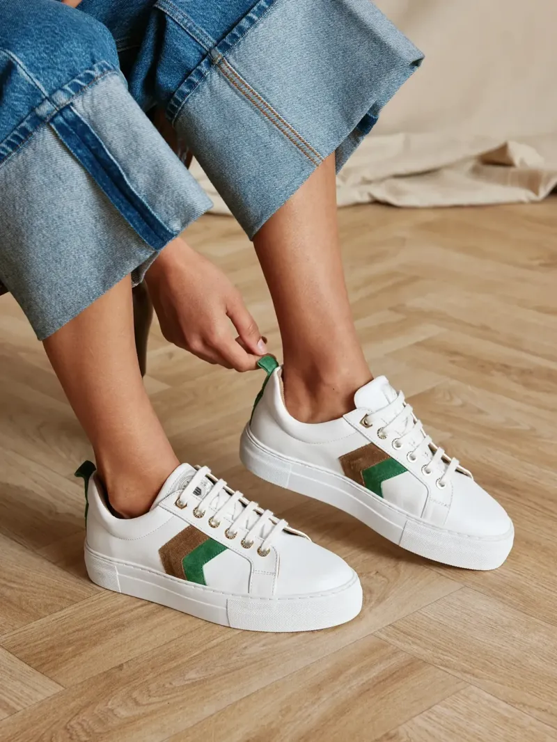 Fairfax and Favor Alexandra Platform Trainer in Clover Green/Tan-6