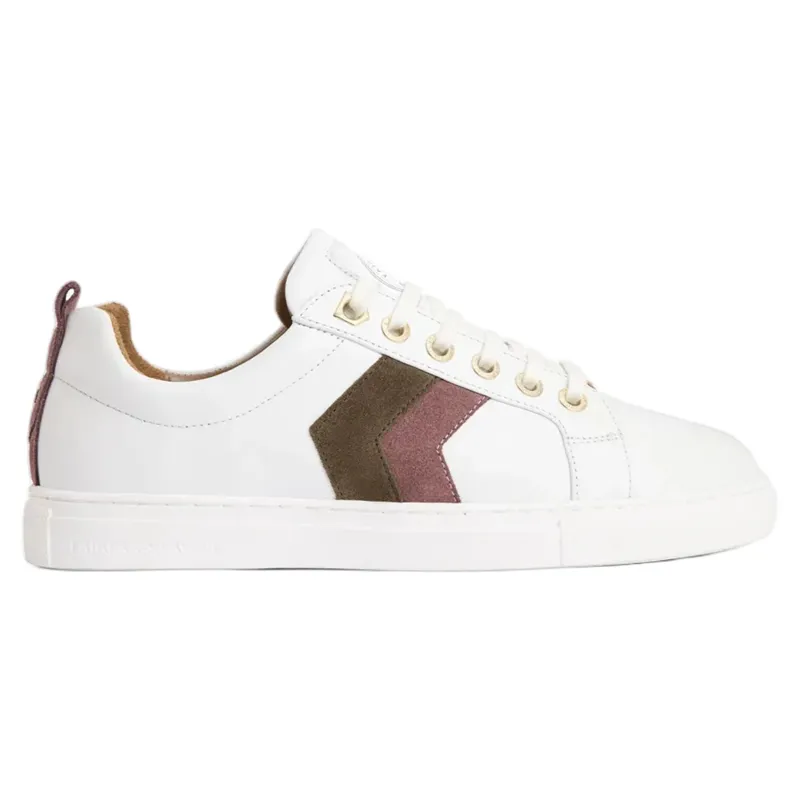 Fairfax and Favor Alexandra Trainer White Leather with Heather/Fog-1