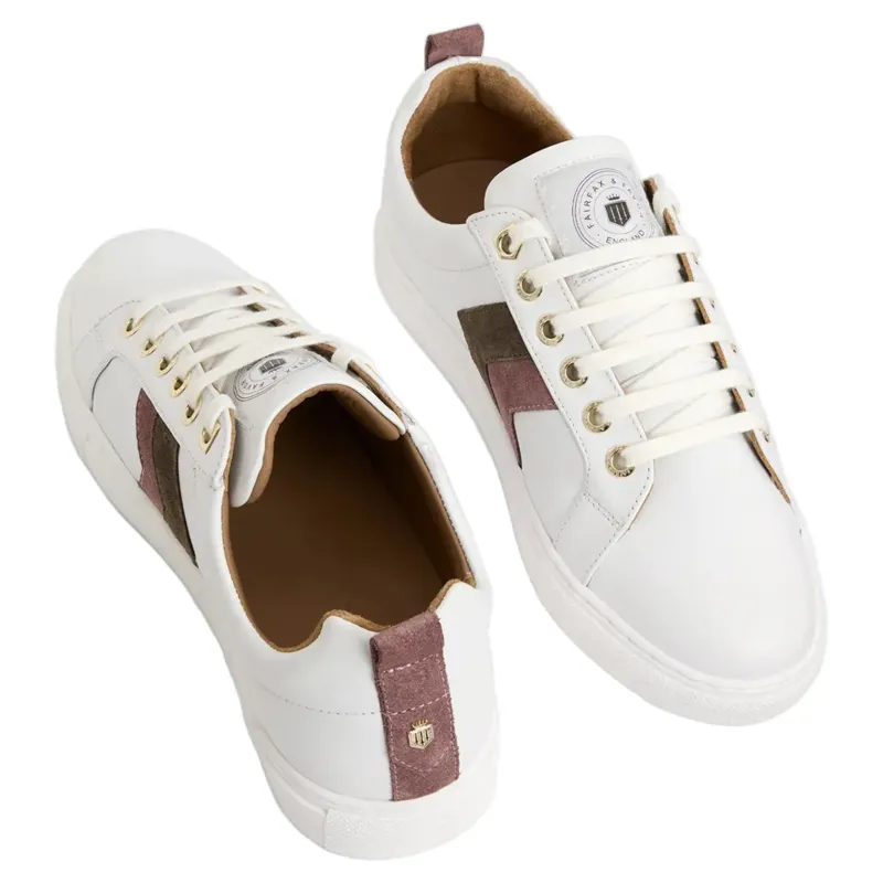 Fairfax and Favor Alexandra Trainer White Leather with Heather/Fog-2