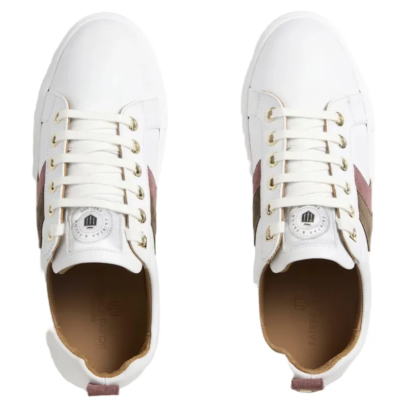 Fairfax and Favor Alexandra Trainer White Leather with Heather/Fog-4