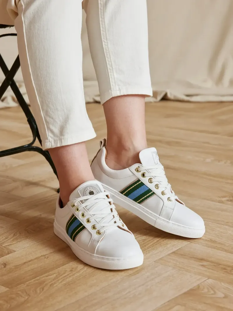 Fairfax and Favor Boston Women's Trainer in Clover Green/Sky Blue-5