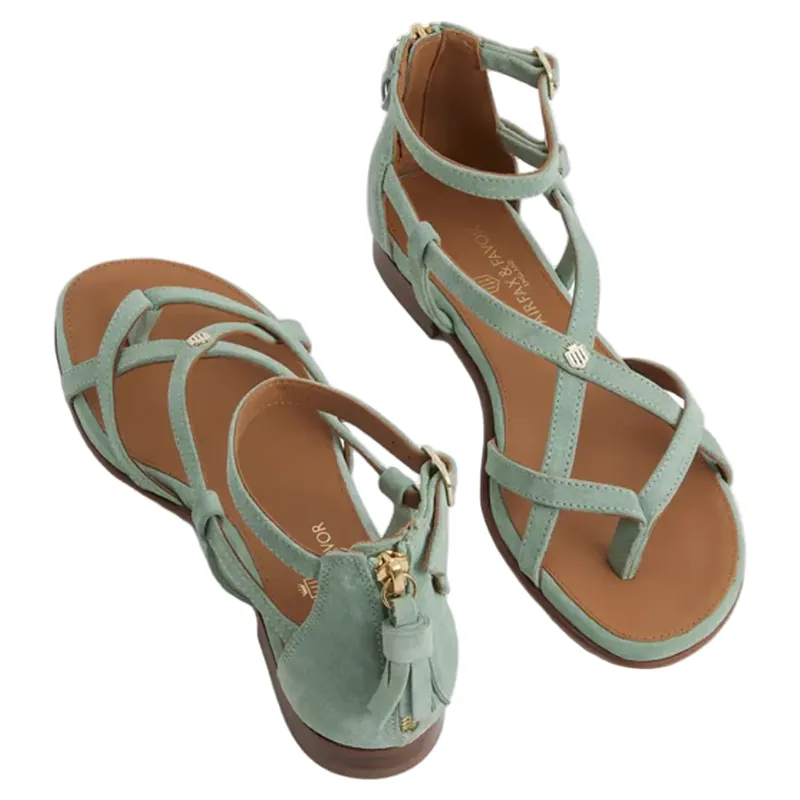 Fairfax and Favor Brancaster Sandal Mint Suede-3