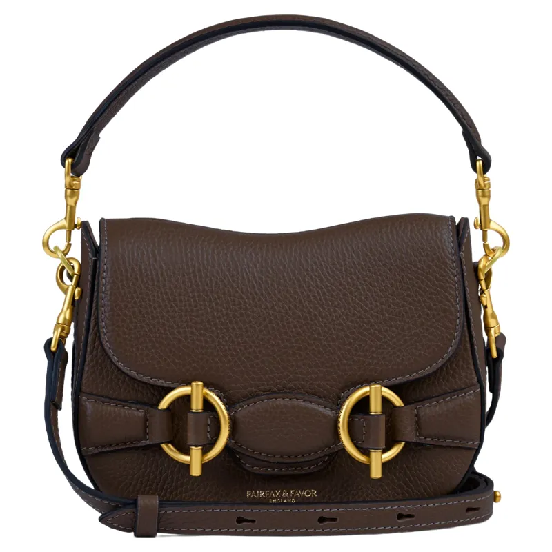 Fairfax and Favor Connie Top Handle Handbag in Mahogany Leather