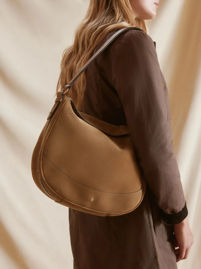 Fairfax and Favor Dartmoor Hobo Bag in Tan Suede-5