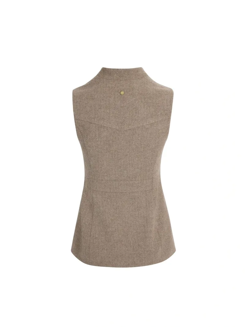 Fairfax and Favor Eliza Single Breasted Herringbone Gilet in Driftwood-1