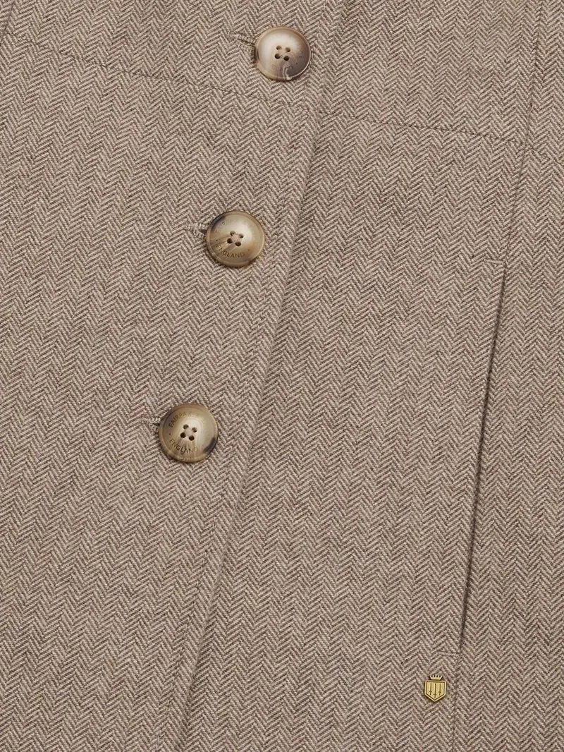Fairfax and Favor Eliza Single Breasted Herringbone Gilet in Driftwood-2