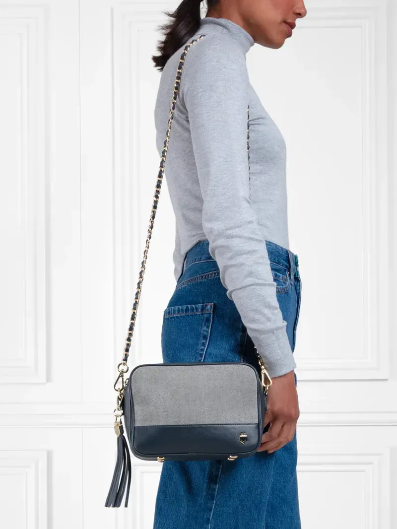 Fairfax and Favor Finsbury Cross Body Bag Denim Suede-2