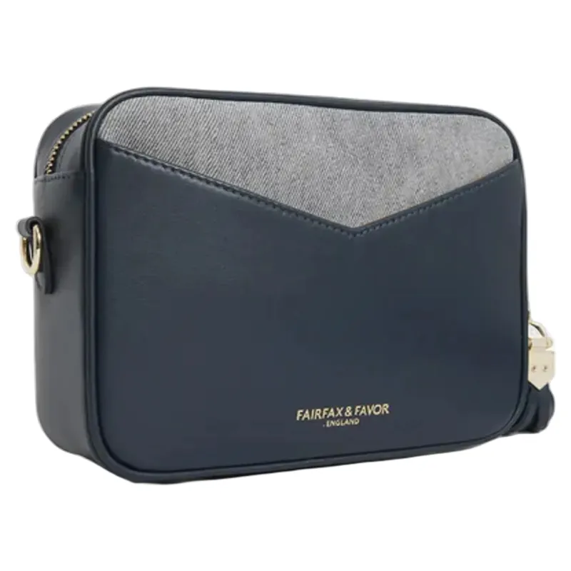 Fairfax and Favor Finsbury Cross Body Bag Denim Suede-3