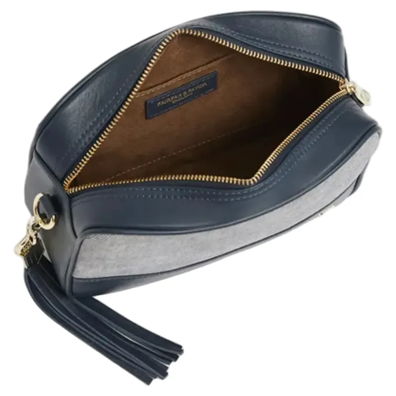 Fairfax and Favor Finsbury Cross Body Bag Denim Suede-4