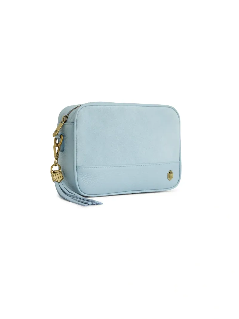 Fairfax and Favor Finsbury Cross Body Bag Suede in Sky Blue-1