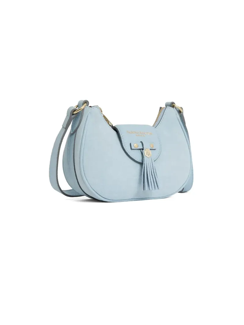 Fairfax and Favor Micro Mini Windsor Cross Body Suede in Sky Blue-1