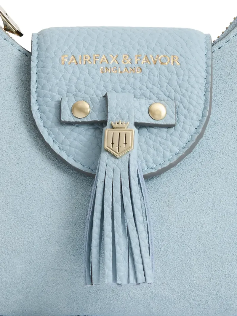 Fairfax and Favor Micro Mini Windsor Cross Body Suede in Sky Blue-3