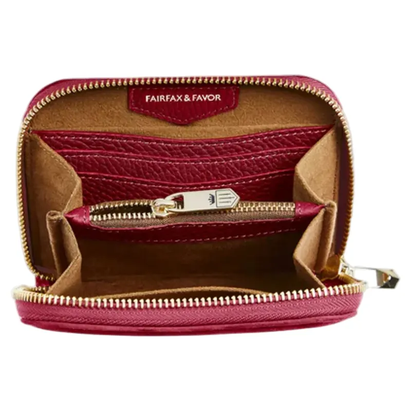 Fairfax and Favor Mini Salisbury Purse Cherry Suede-2