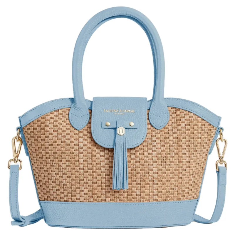 Fairfax and Favor Mini Windsor Basket Bag Leather in Sky Blue