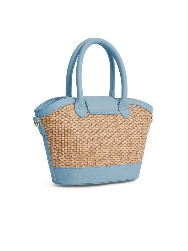 Fairfax and Favor Mini Windsor Basket Bag Leather in Sky Blue-2