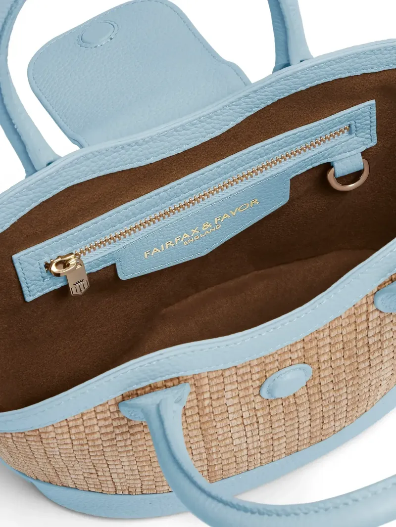 Fairfax and Favor Mini Windsor Basket Bag Leather in Sky Blue-3
