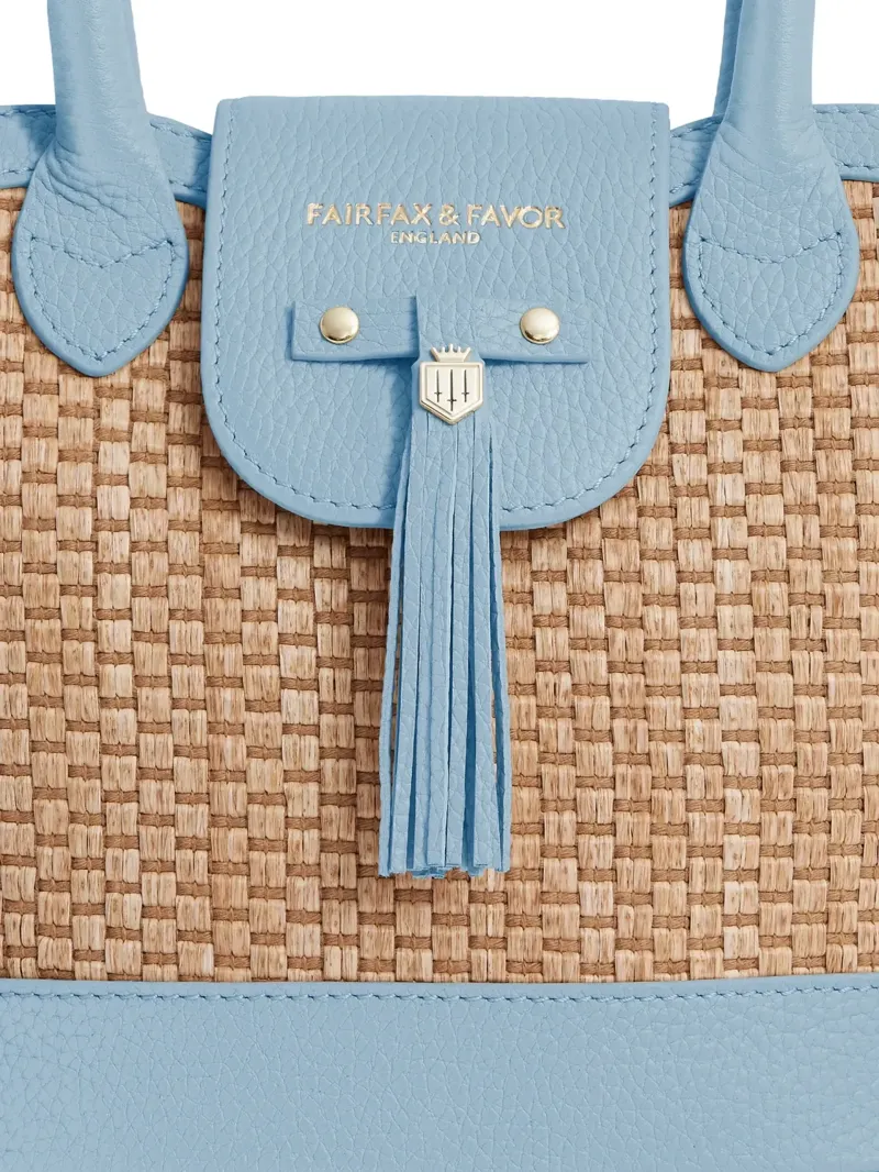 Fairfax and Favor Mini Windsor Basket Bag Leather in Sky Blue-4