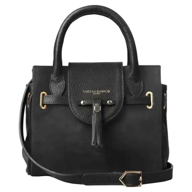 Fairfax and Favor Mini Windsor Handbag Black Suede