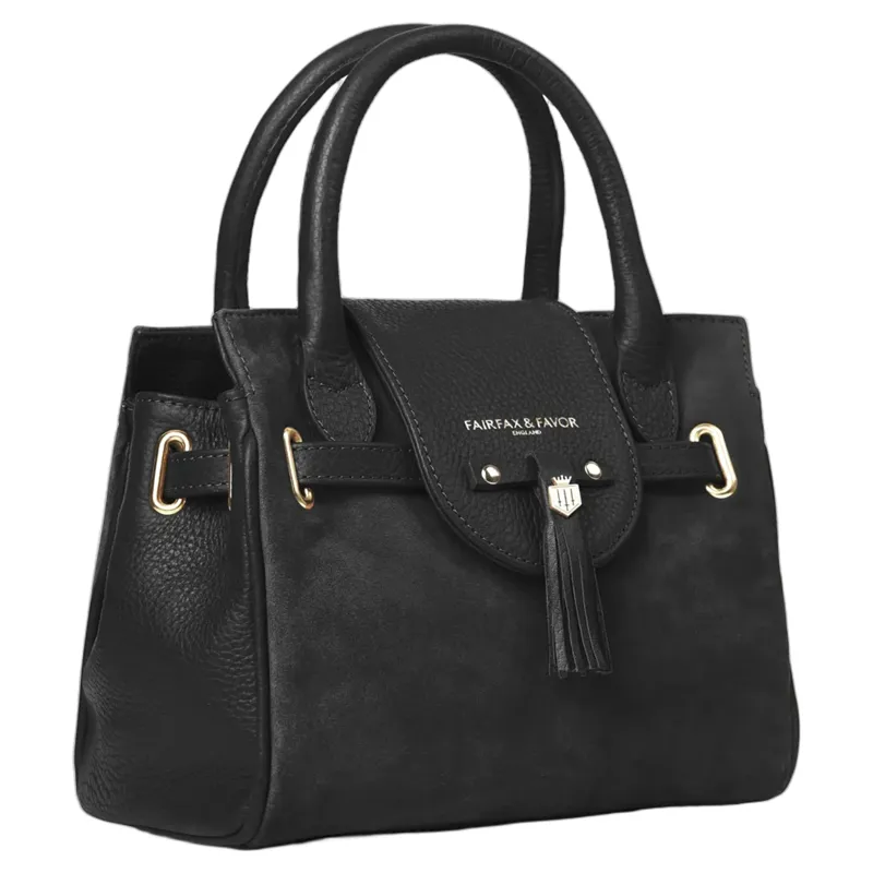 Fairfax and Favor Mini Windsor Handbag Black Suede-2