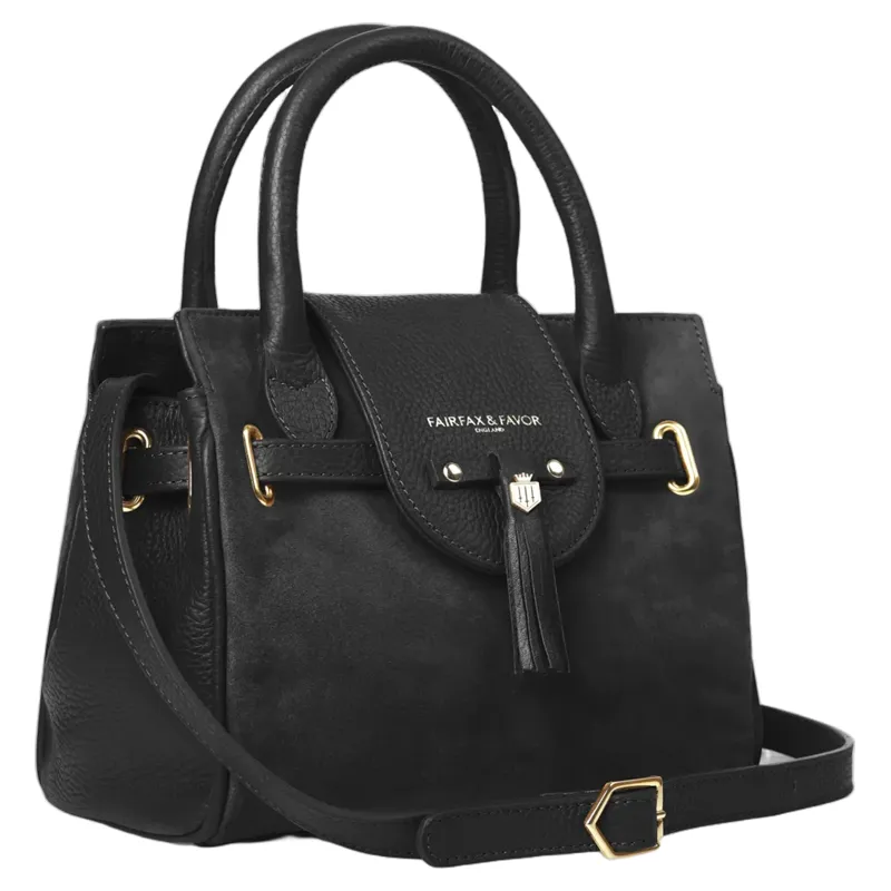Fairfax and Favor Mini Windsor Handbag Black Suede-3