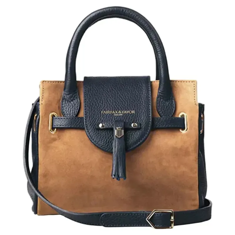 Fairfax and Favor Mini Windsor Handbag in Tan/Navy