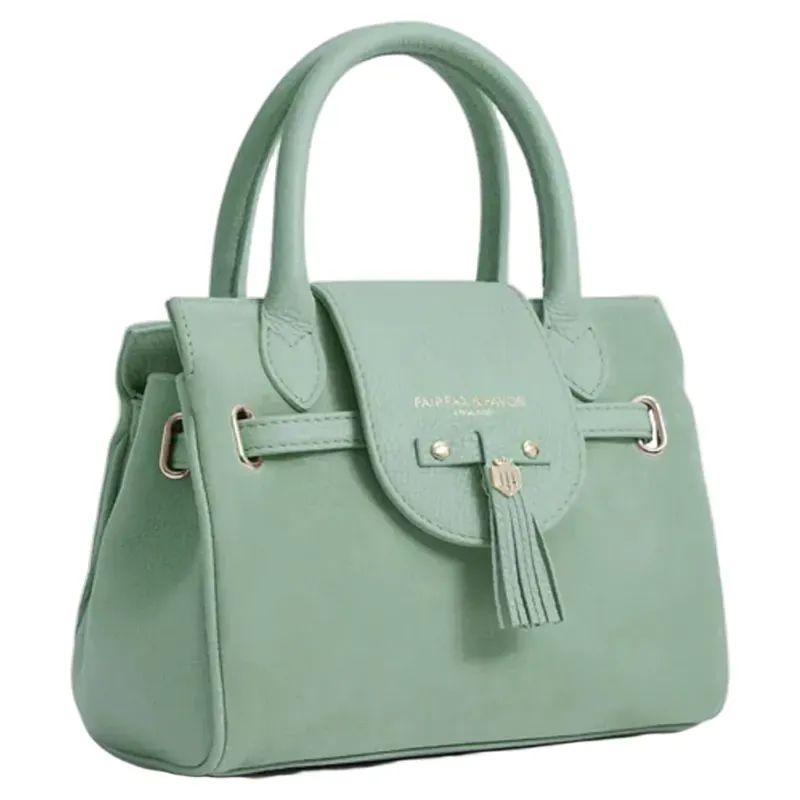 Fairfax and Favor Mini Windsor Handbag Mint Suede