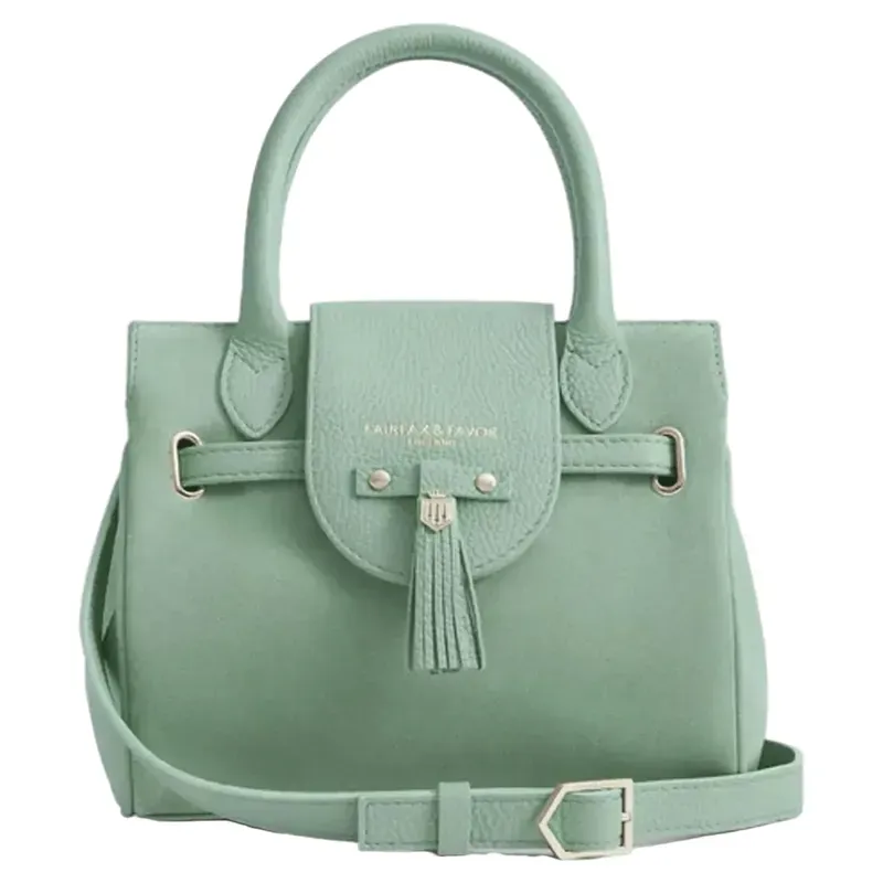 Fairfax and Favor Mini Windsor Handbag Mint Suede-1