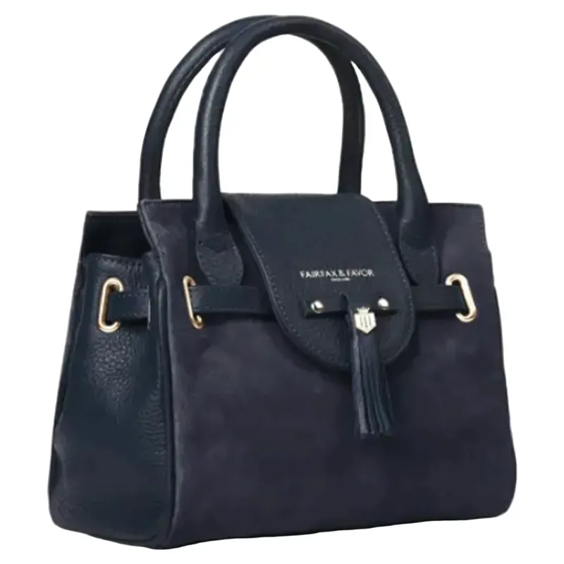 Fairfax and Favor Mini Windsor Handbag Navy Suede-1