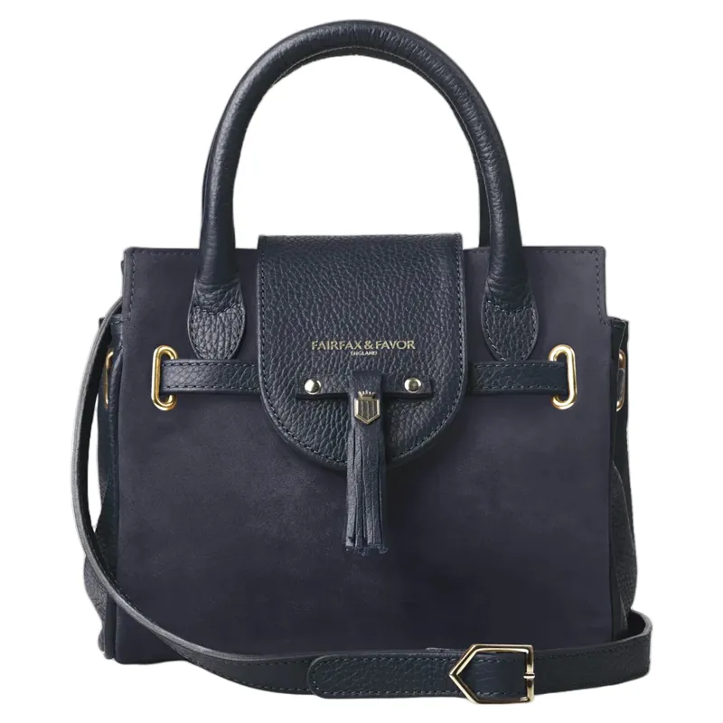 Fairfax and Favor Mini Windsor Handbag Navy Suede-2