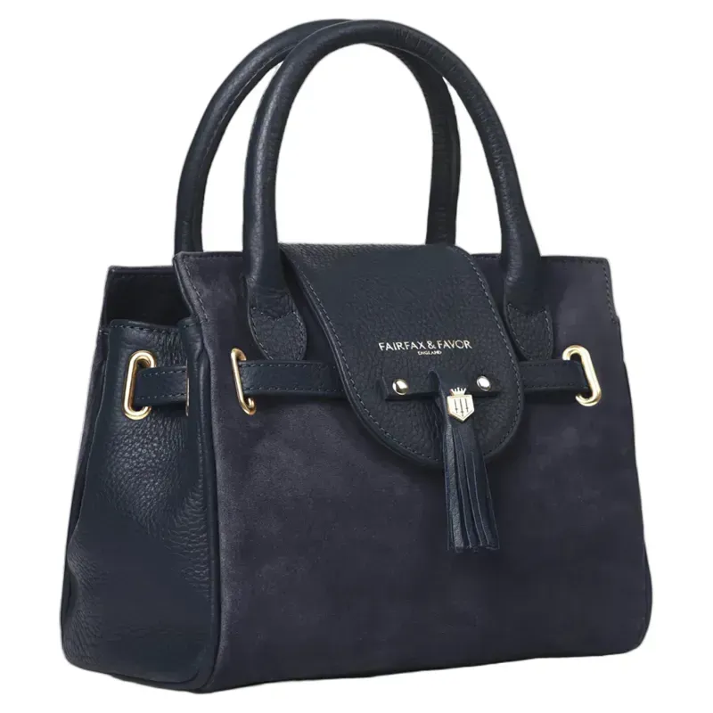 Fairfax and Favor Mini Windsor Handbag Suede in Navy-1