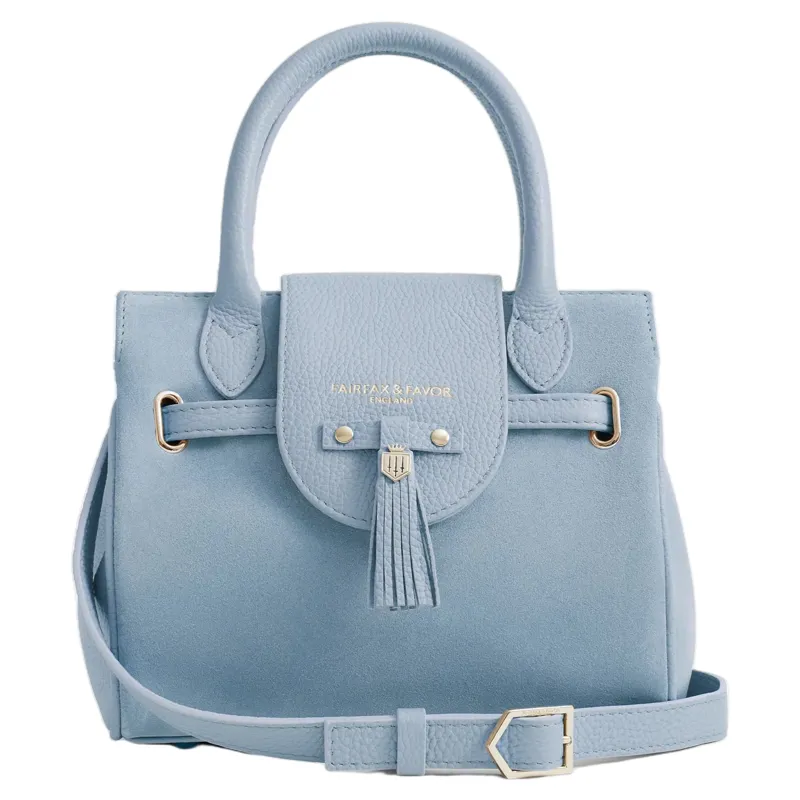 Fairfax and Favor Mini Windsor Handbag Suede in Sky Blue