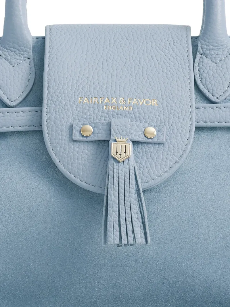 Fairfax and Favor Mini Windsor Handbag Suede in Sky Blue-4