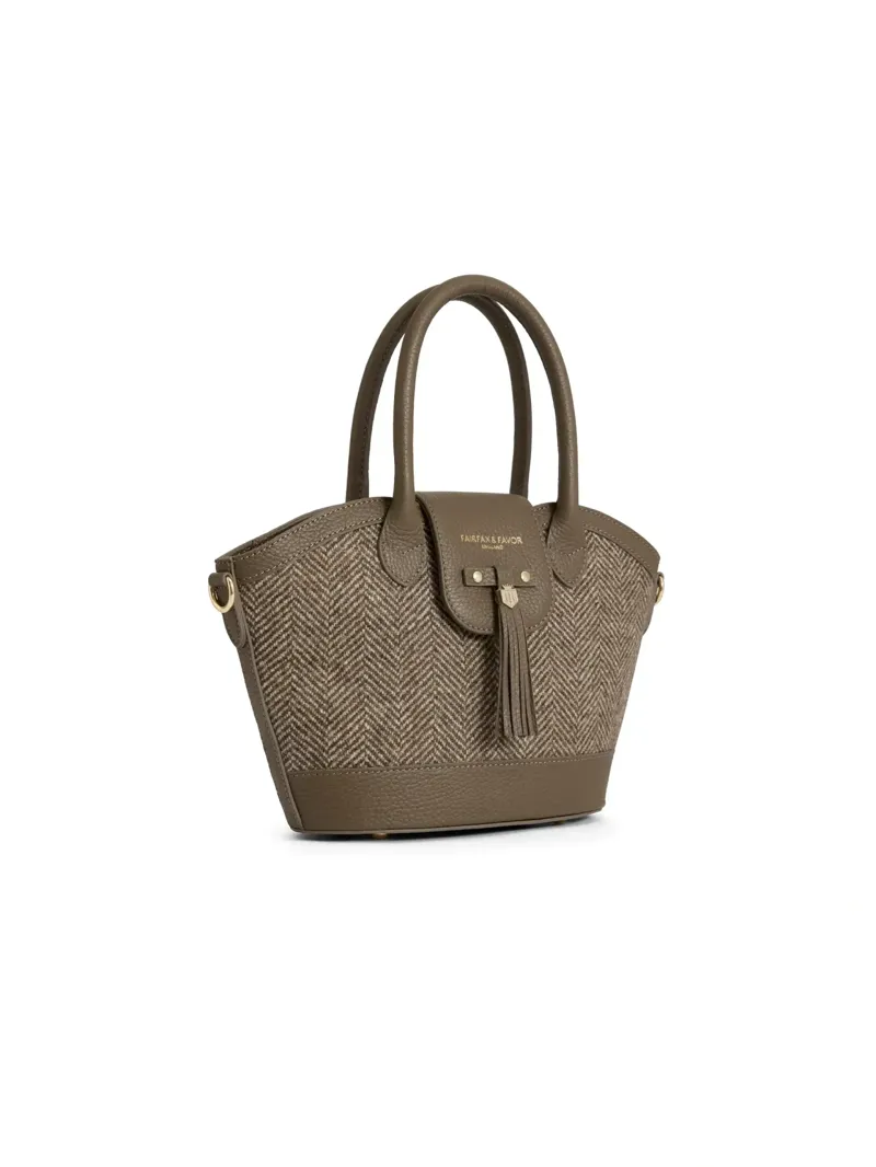 Fairfax and Favor Mini Windsor Tote Herringbone Fawn Leather-1