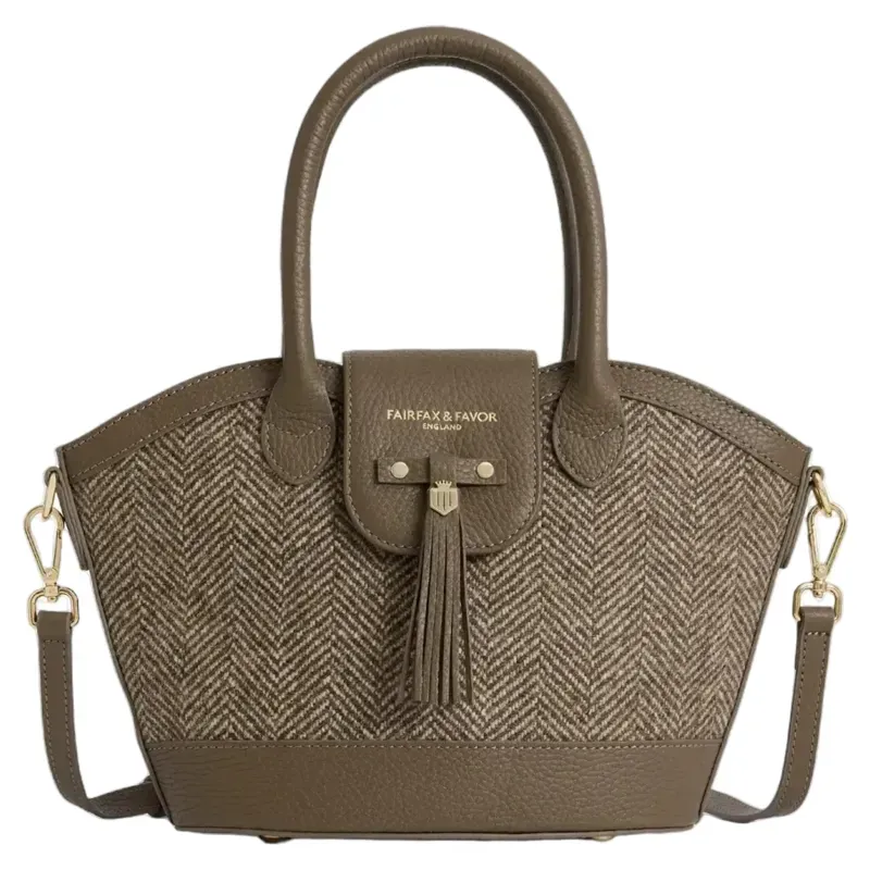 Fairfax and Favor Mini Windsor Tote Herringbone Fawn Leather-1