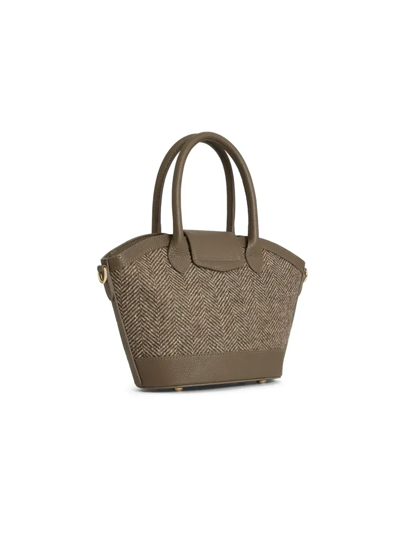 Fairfax and Favor Mini Windsor Tote Herringbone Fawn Leather-2