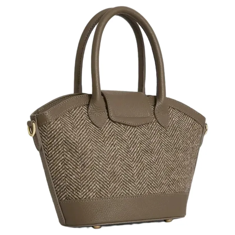 Fairfax and Favor Mini Windsor Tote Herringbone Fawn Leather-2