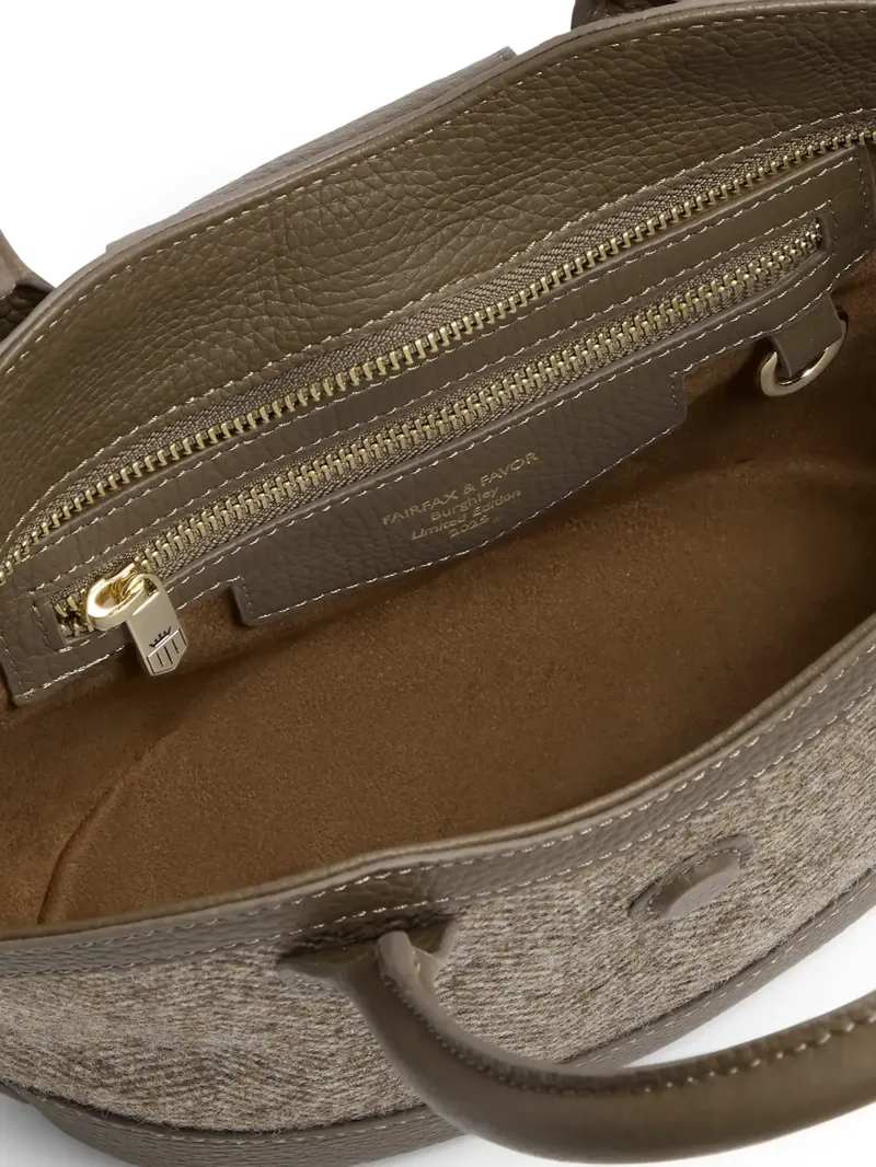 Fairfax and Favor Mini Windsor Tote Herringbone Fawn Leather-3