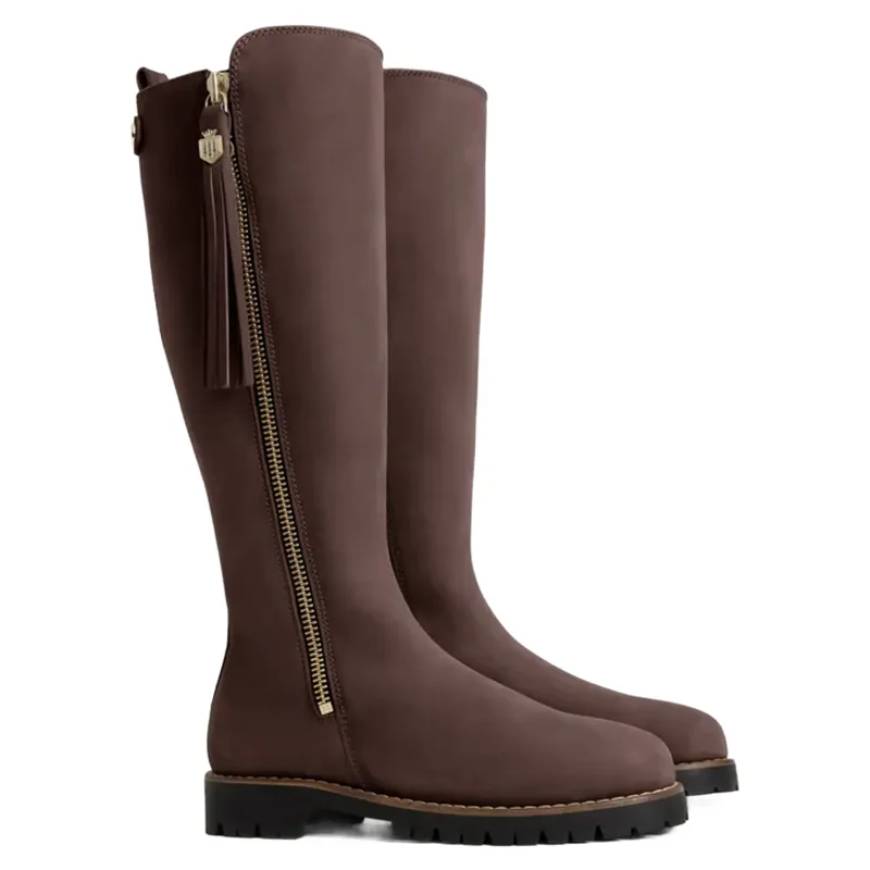 Fairfax and Favor Oakham Waterproof Knee High Boots Mahogany Leather