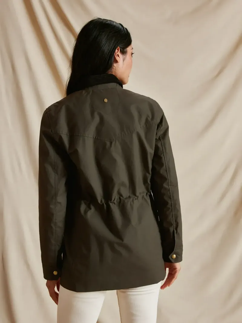 Fairfax and Favor Polly Waisted Wax Jacket in Dark Khaki-3