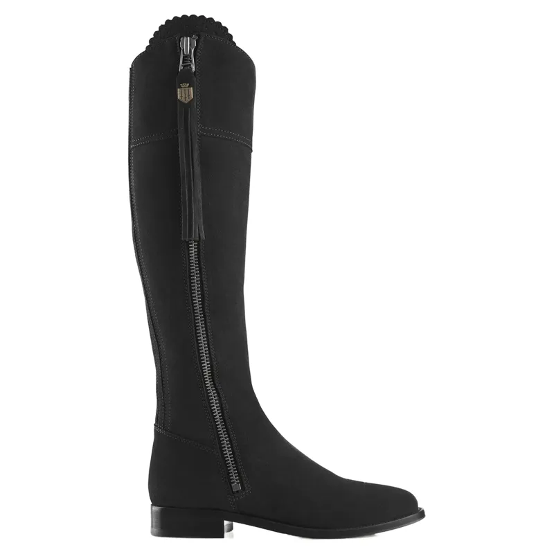 Fairfax and Favor Regina Flat Boots Black Suede-1