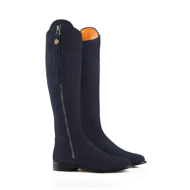 Fairfax and Favor Regina Flat Boots Navy Suede