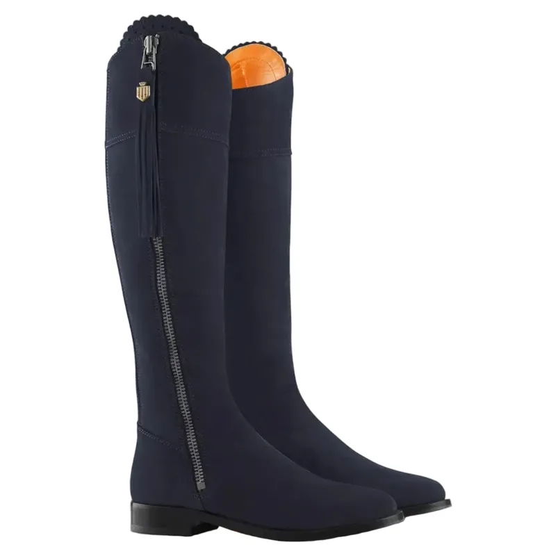 Fairfax and Favor Regina Flat Boots Navy Suede