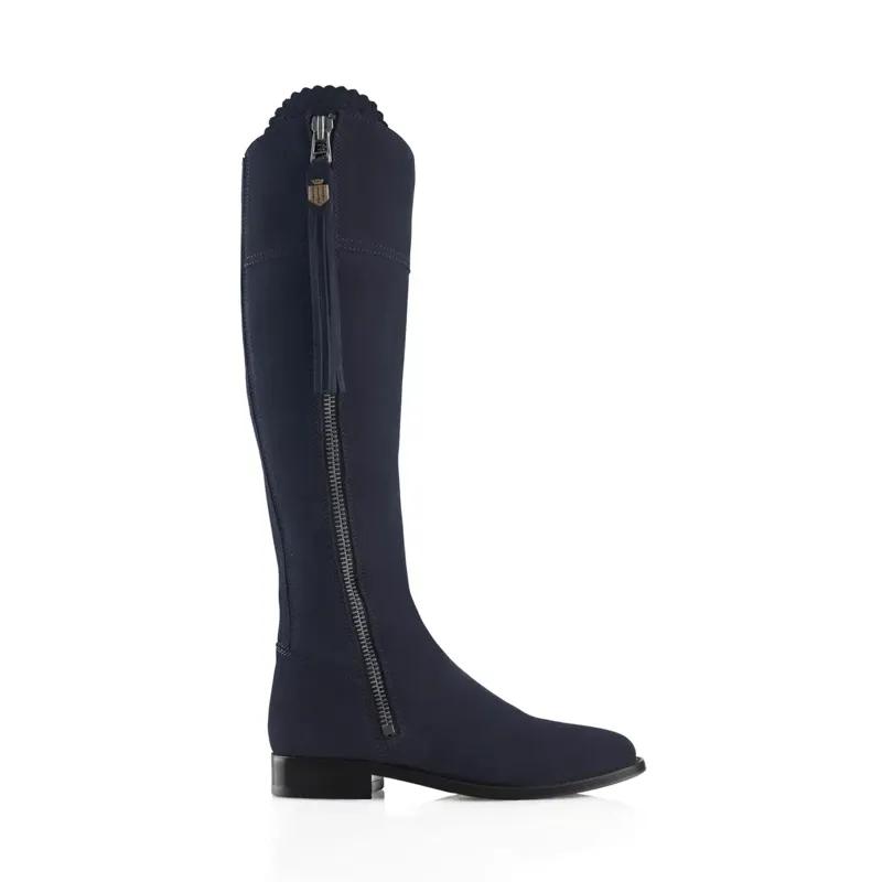 Fairfax and Favor Regina Flat Boots Navy Suede-1