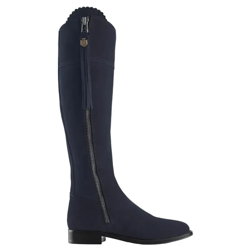 Fairfax and Favor Regina Flat Boots Navy Suede-1