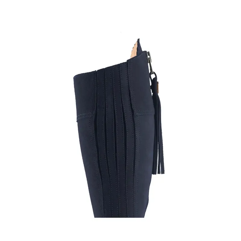 Fairfax and Favor Regina Flat Boots Navy Suede-3