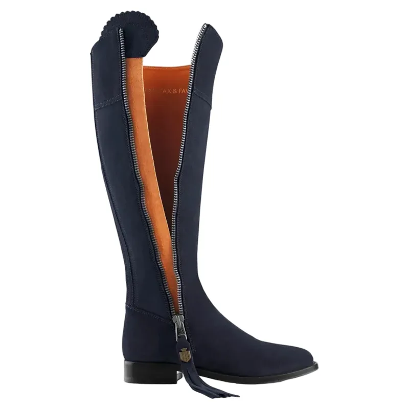 Fairfax and Favor Regina Flat Boots Navy Suede-4
